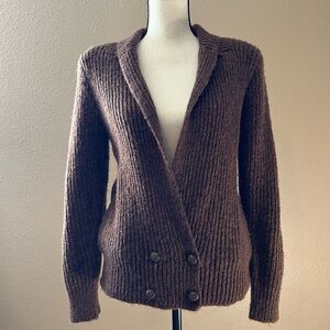 Vintage 90s e.v. ltd. Brown Double-Breasted Knit Cardigan, Women’s Size S